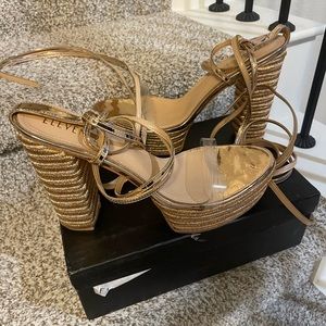 Ladies Gold Strappy Heels
